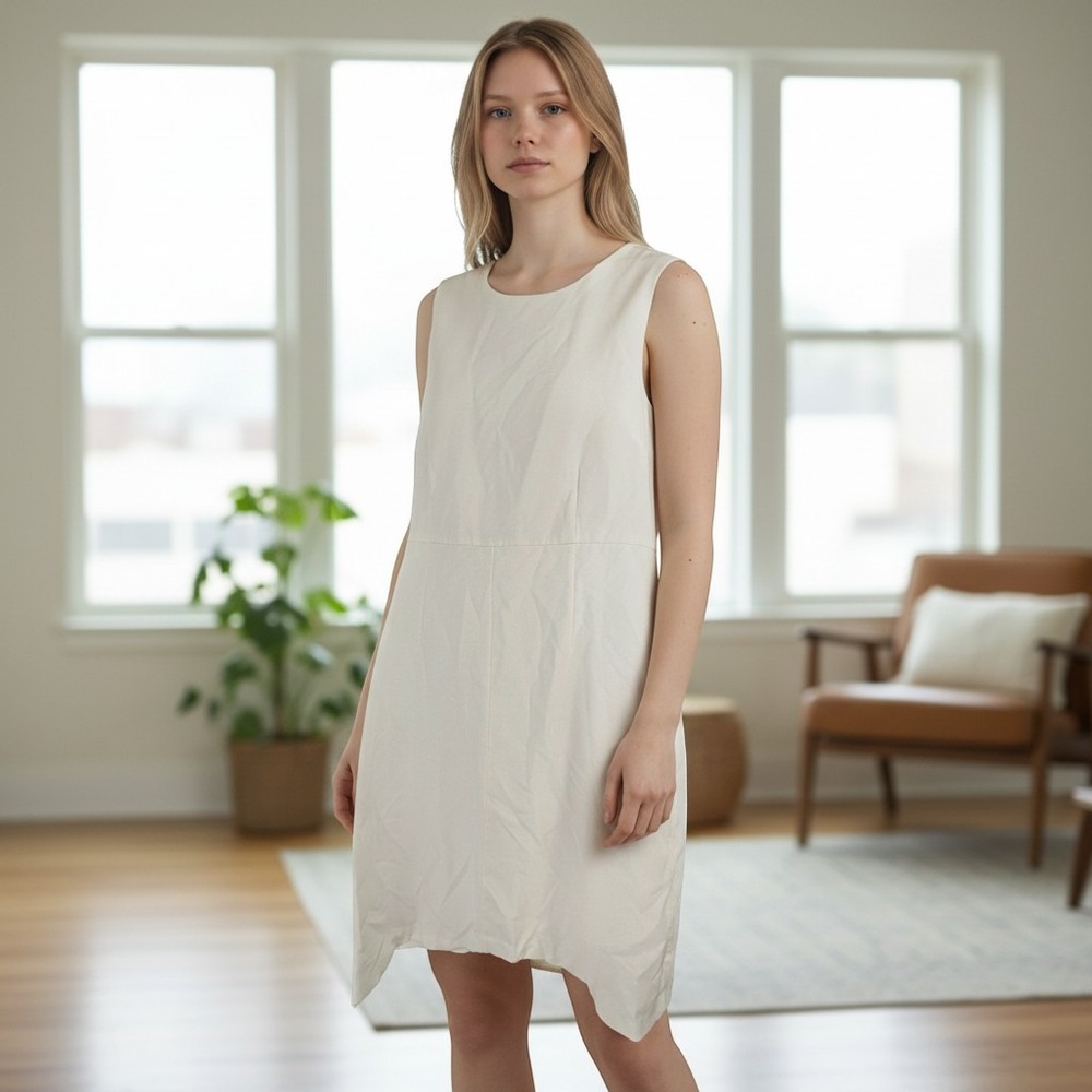 Diane‎ von Furstenberg Dress Womens 14 Ivory Cream Mod Minimalism 90s